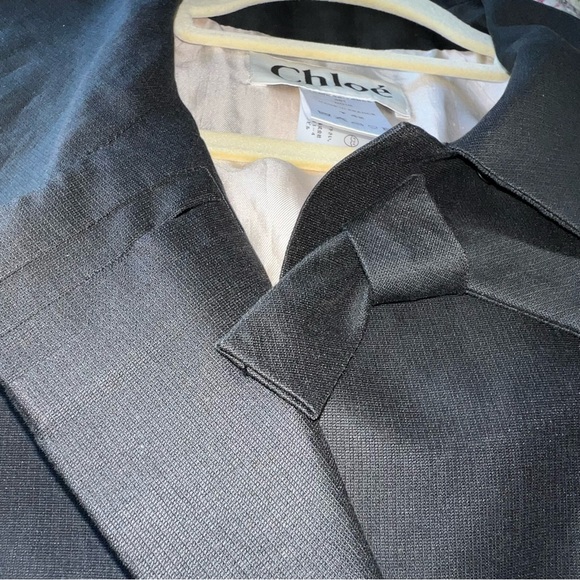 Chloe Black Single Breasted Trench Coat Jacket Size T 42 Silk Blend - Picture 11 of 11